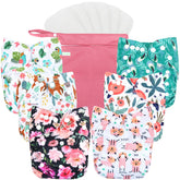 Wegreeco flower-pattern cloth diapers, soft and adjustable, ideal for newborns and toddlers.
