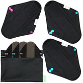 Wegreeco Charcoal reusable pads 6-pack front view showing sleek black design for daily comfort