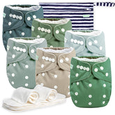 Wegreeco cloth diapers six-pack showing newborn-ready protection and patterns
