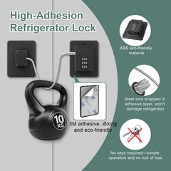 Welangle compact black fridge lock made with durable ABS plastic.