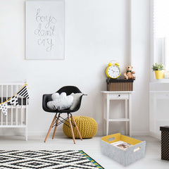 Welaxy two-tone bin neatly fits shelves to organize clothes and accessories.