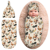 WELBB Rooster Chickens swaddle blanket for cozy newborn comfort