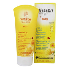 Weleda Calendula Shampoo Body Wash bottle pour for gentle daily cleanse