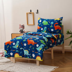 Wellboo dinosaur green flat sheet offers breathable, lightweight comfort.