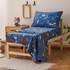 Wellboo forest fox fitted sheet visible fitted corners and kid-friendly fit.