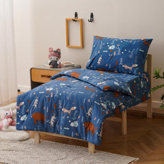 Wellboo forest fox flat sheet spread showcasing gentle print and breathable fabric.