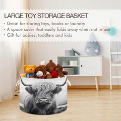 WELLDAY Highland Cow basket in living room adds cozy storage