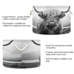 WELLDAY Highland Cow basket in nursery holding baby items neatly