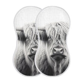 Wellday Highland Cow design muslin burp cloth with soft, absorbent cotton for gentle baby care.