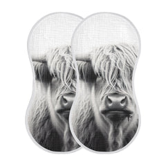 Wellday Highland Cow design muslin burp cloth with soft, absorbent cotton for gentle baby care.