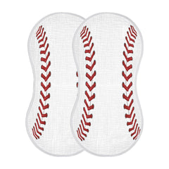 Wellday muslin burp cloths baseball print front view, soft and absorbent for feeding