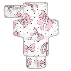 WELLDAY Pink Bow Changing Pad unfolded showing waterproof surface for newborn diaper changes