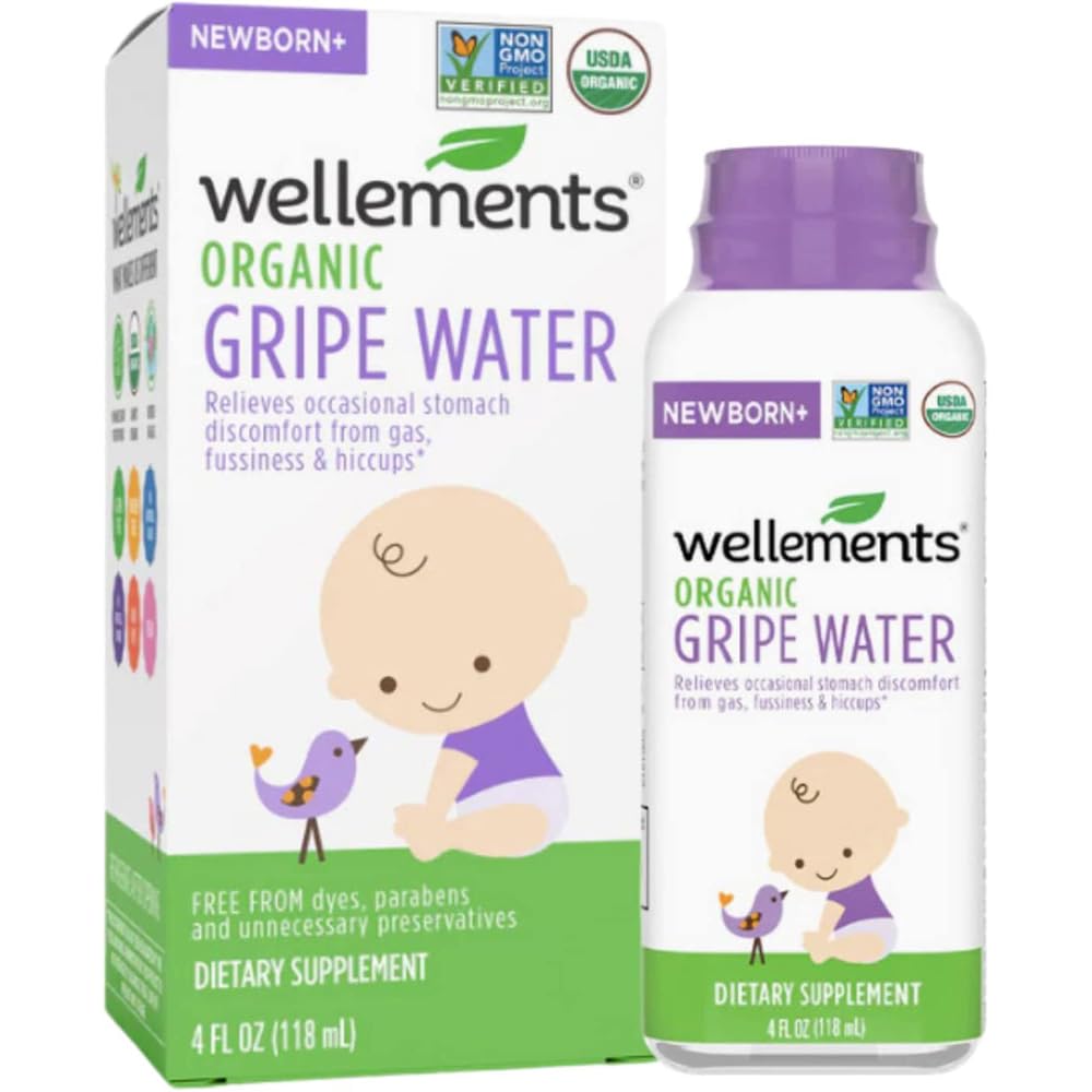 Wellements Gripe Water bottle with dropper for easy dosing and gentle tummy comfort.