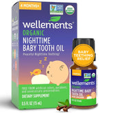 Wellements Nighttime Tooth Oil bottle shown for gentle bedtime gum massage