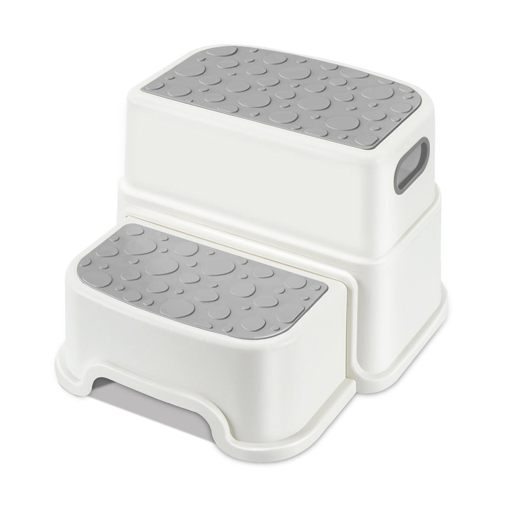WELSPO 2-Step Stool gray assembled shows sturdy construction for kids.