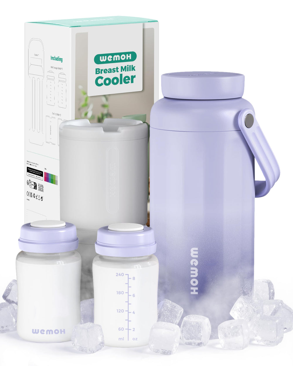 WEMOH bedside cooler bottle keeps milk chilled for overnight feeding convenience.