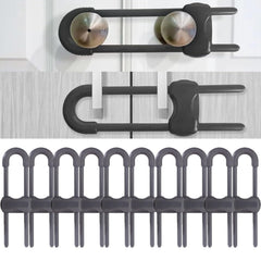 WENPENG sliding cabinet locks on a kitchen cabinet handle for quick child safety.