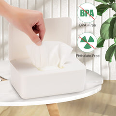 Bottom non-slip feet stabilize the dispenser on a smooth surface.