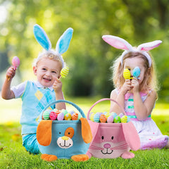 Wepop Easter Bunny Baskets side angle shows durable bag design for little hands.