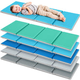 Wesiti nap mats folded compactly for easy storage in a classroom or home.