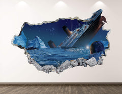 West Mountain Titanic wall decal 3D ship mural for kids room, easy peel-and-stick decor.