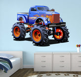 West Mountain Super Monster Truck wall decal brightens nursery wall for imaginative play.