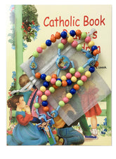 Westmon Works baptism rosary close-up with wood beads and cross, ideal for meaningful prayers.