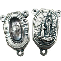 Westmon Works Our Lady Lourdes rosary centerpiece, ideal focal for custom prayer beads and gifts.