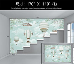 WFBHUA kids room wall mural in blue to elevate a playful space