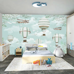 WFBHUA blue nursery wall decor featuring planes and animals for playful learning