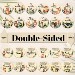 Whaline double-sided wooden milestone discs for versatile growth notes in photos.