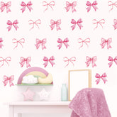 Whaline pink bow wall stickers in watercolor style for nursery and bedroom decor