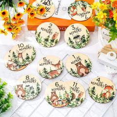 Whaline wooden growth sign provides durable prop for photos.