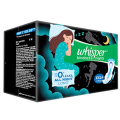 Whisper Ultra Night Pad highlights back-leak protection.