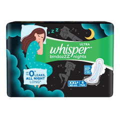 Whisper Ultra Night Pad shows extended overnight coverage.