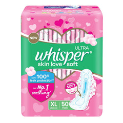 Whisper Ultra Soft XL pad top cover for fast absorption and comfort
