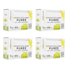 White Leaf Provisions pea-apple-cauliflower pouch front for mess-free, on-the-go feeding.