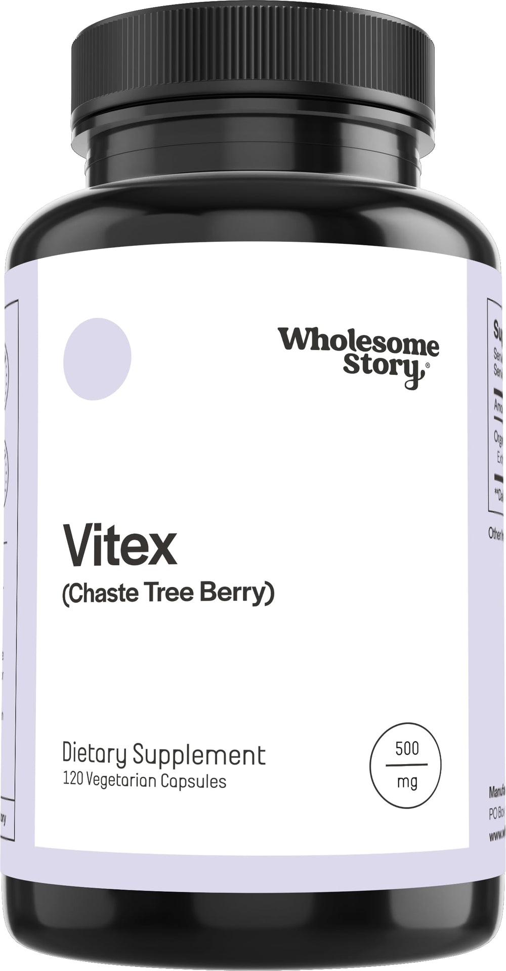 Wholesome Story Vitex chasteberry bottle front for daily hormone balance support