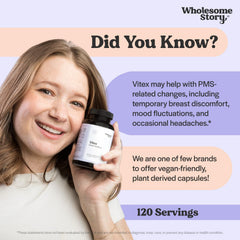 Wholesome Story Vitex ingredients panel featuring chasteberry extract