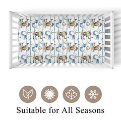 Wicbfdfv blue ship anchors print on breathable, easy-care crib sheet