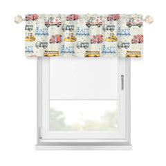 Wicbfdfv firetruck valance: playful window decor that gently filters daylight for a kitchen or classroom.