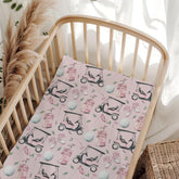 Wicbfdfv golf cart flag gloves pink crib sheet adds playful nursery style and cozy touch