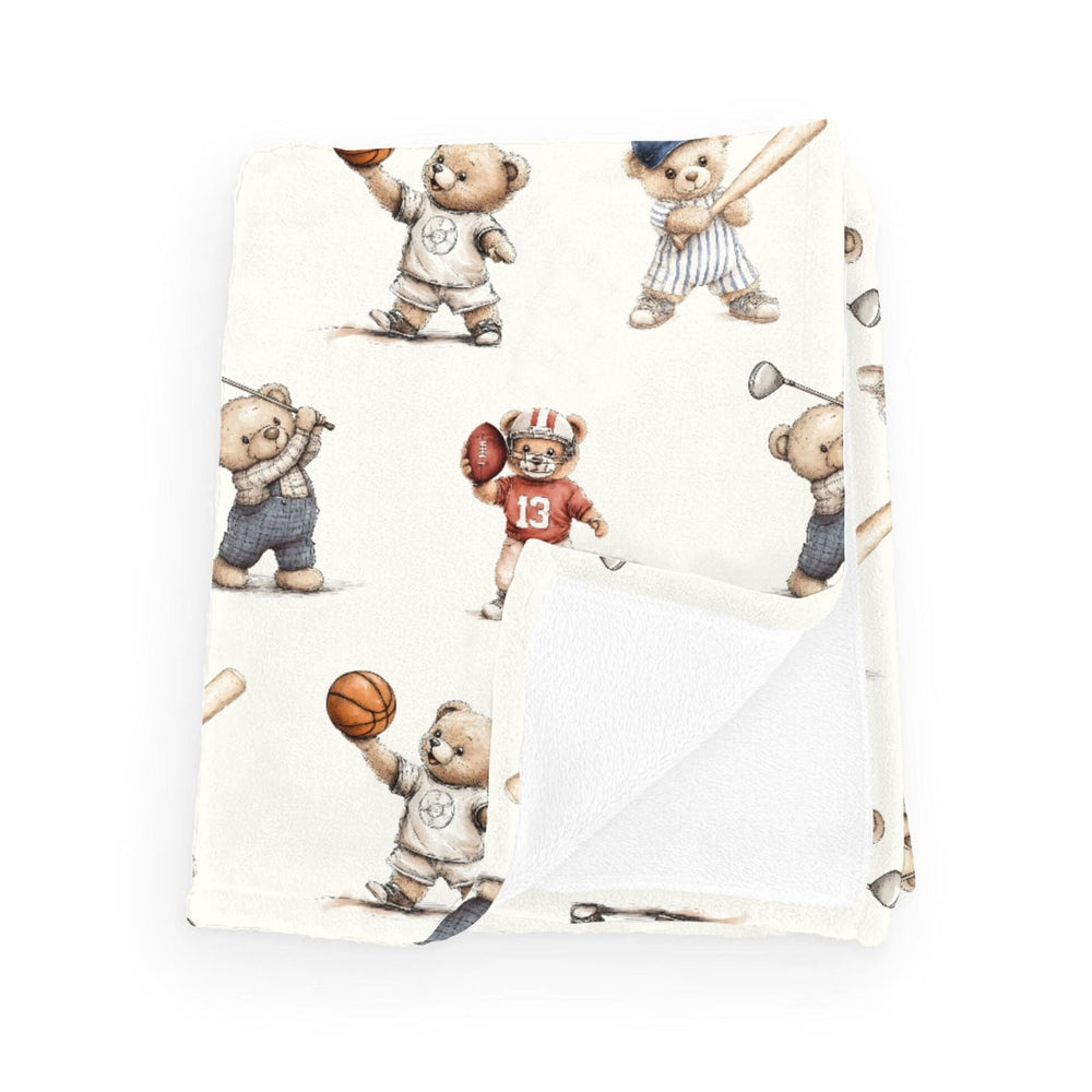 Wicbfdfv sport bears blanket front view showing cozy warmth for baby