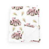 Wicbfdfv vintage farm tractor blanket folded for newborn warmth and easy carry.