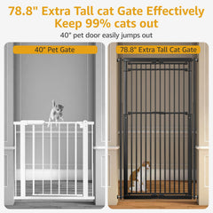 WIDERSAFER adjustable-width gate showing 28.3-33-inch wide range for a flexible fit.