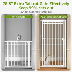 WIDERSAFER cat gate with adjustable height for different door frames.