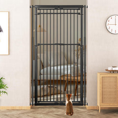 WIDERSAFER extra tall cat gate in doorway prevents jumping.