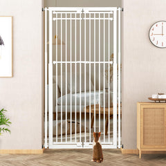 WIDERSAFER extra tall cat gate assembly showing easy setup and secure fit