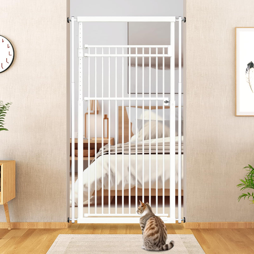 WIDERSAFER extra tall cat gate side view shows height adjustability for stairs and doors
