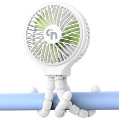 WiHoo stroller fan mounted on a stroller delivering a cooling breeze